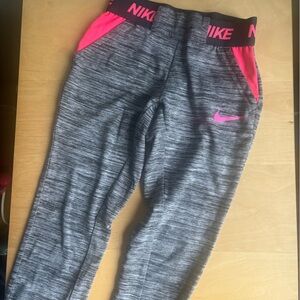 Nike Kids Heather Gray Joggers with Pink Accents